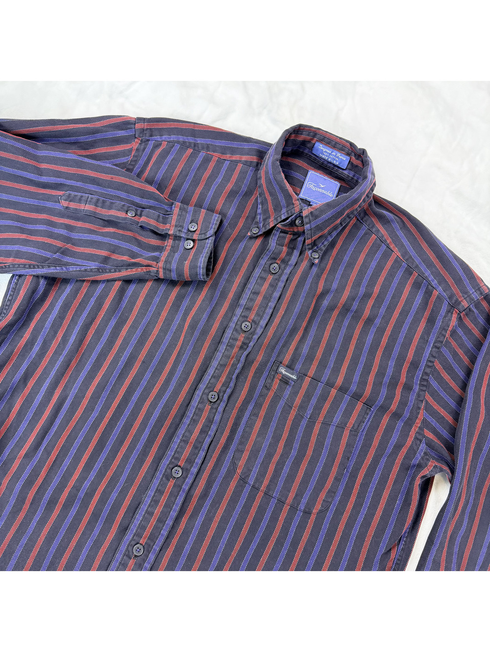 Faconnable Shirt Mens M Made USA Striped Button Down 100% Cotton France